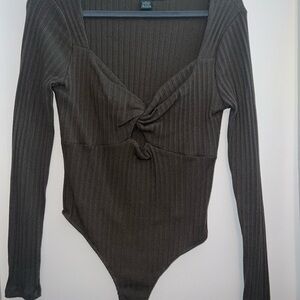 Zara Ribbed Long Sleeve Bodysuit - Hunter Green